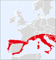 Saturnia (Eudia) pavoniella (distribuzione) (Saturniinae)