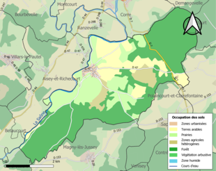 Carte en couleurs présentant l'occupation des sols.