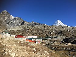 Partial view of Lobuche from the trail lead to Dughla (Thukla)