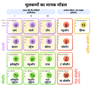 कण भौतिकी के मानक प्रतिमान के मूल कण