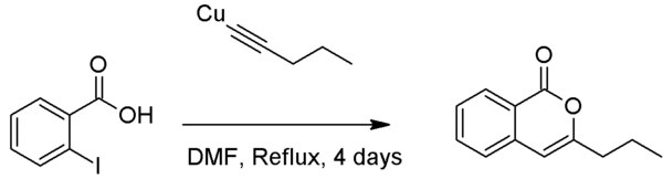 Application of Castro-Stephens coupling with o-iodobenzoic acid to produce an isocoumarin