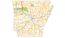 Karte der Arkansas State Route 21