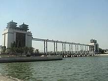 a long sluice with Chinese style roofs