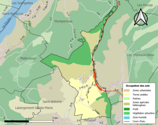 Carte en couleurs présentant l'occupation des sols.