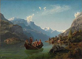 Hans Gude ja Adolph Tidemand, Brudeferden i Hardanger, 1848.