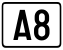 Cartouche signalétique représentant l'A8