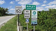 Ripley corporation limit sign.