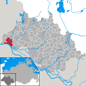 Lage der Stadt Boizenburg/Elbe im Landkreis Ludwigslust