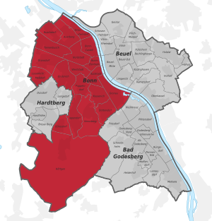 Lage des Stadtbezirks Bonn in Bonn