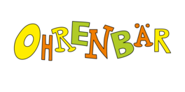 Der Schriftzug zeigt das Wort "OHRENBÄR" in abwechselnd gelben, orangen und grünen Buchstaben.