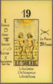 Disseny de l'arcà per al llibre de Papus Le Tarot Divinatoire. Le Livre des Mystères et les Mystères du Livre. Clef du tirage des cartes et des sorts. Avec la reconstitution complète des 78 lames du Tarot Égyptien et de la méthode d'interprétation. Les 22 arcanes majeurs et les 56 arcanes mineurs (1909).