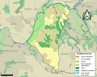 Carte en couleurs présentant l'occupation des sols.