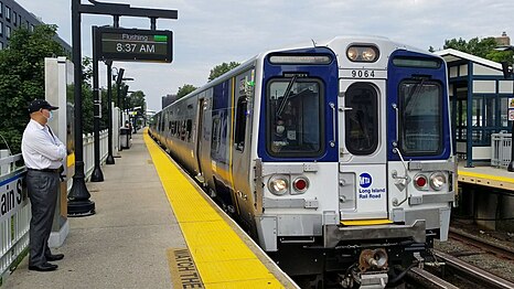 A Port Washington Branch train enters the station