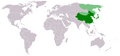 Carte regroupant les pays asiatiques de l'Est