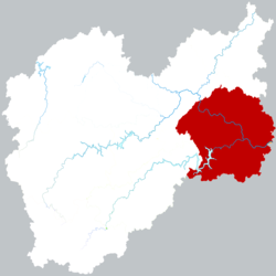 Location of Qingtian County within Lishui