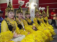 Traditional headgear of unmarried woman in Kazakhstan, Karakalpakstan and Kyrgyzstan