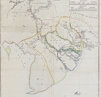 A map showing the movement of Vietnamese troops (from June to December 1845) in Vietnam-Siamese War (1841–1845).