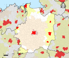 Localisation de l'aire d'attraction de Redon dans le département d'Ille-et-Vilaine.