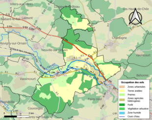 Carte en couleurs présentant l'occupation des sols.