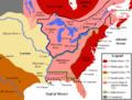 Image 2Map showing British territorial gains following the Treaty of Paris in pink, and Spanish territorial gains after the Treaty of Fontainebleau in yellow. (from History of Oklahoma)