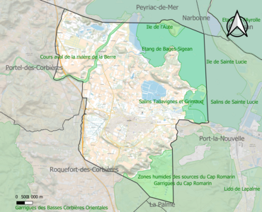 Carte des ZNIEFF de type 1 pour la commune.