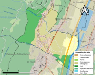 Carte en couleurs présentant l'occupation des sols.