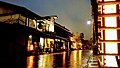 北国街道柳町の雨の日の夜景