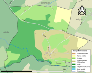 Carte en couleurs présentant l'occupation des sols.