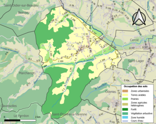 Carte en couleurs présentant l'occupation des sols.