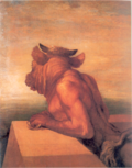 Peinture du Minotaure par George Frederic Watts (1817-1904), qui a inspiré la nouvelle « La Demeure d'Astérion » de Jorge Luis Borges.