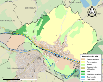 Carte en couleurs présentant l'occupation des sols.