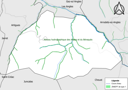 Carte de la ZNIEFF de type 1 sur la commune.