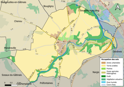 Carte des infrastructures et de l'occupation des sols en 2018 (CLC) de la commune.