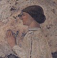 Sigismondo Pandolfo Malatesta rugându-se la Sfântul Sigismund, frescă de Piero della Francesca, în Tempio Malatestiano, din Rimini (detaliu)