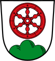 Wappen der Gemeinde Klingenberg am Main mit sechsspeichigem Rad