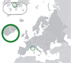 Staðseting av  Monako  (green) í Europe  (dark grey)  –  [Frágreiðing]