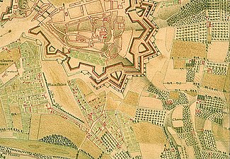 Plattegrond van de vestingwerken uit 1730