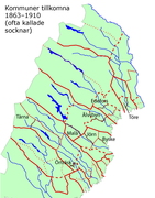 Vuosina 1863–1910 perustetut seurakunnat ja usein myös pitäjiksi kutsutut maalaiskunnat.