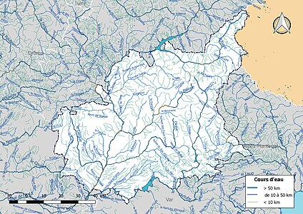 Carte de l'ensemble du réseau hydrographique des Alpes-de-Haute-Provence.