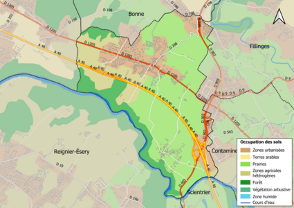 Carte en couleurs présentant l'occupation des sols.