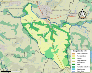 Carte en couleurs présentant l'occupation des sols.