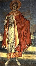 Saint Diomedes, fresco at Hilandar Monastery, Mt. Athos.