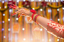 A Bengali Muslim Bride's hand on her Gaye Holud, Bangladesh