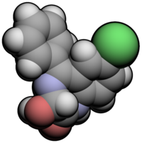 Spacefill model of a minor tautomer of oxazepam ((3S)-3-hydroxy)