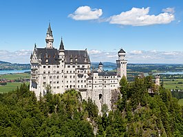 Uitzicht op Neuschwanstein vanaf de Marienbrücke