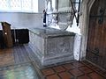 Chest tomb of Thomas de Berkeley,5th Baron Berkeley, and his wife, on top of which is the monumental brass. Not original position. Wotton-under-Edge