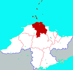 煙台市中の蓬萊区の位置