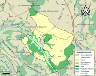 Carte en couleurs présentant l'occupation des sols.