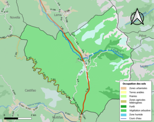 Carte en couleurs présentant l'occupation des sols.