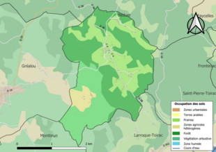 Carte en couleurs présentant l'occupation des sols.